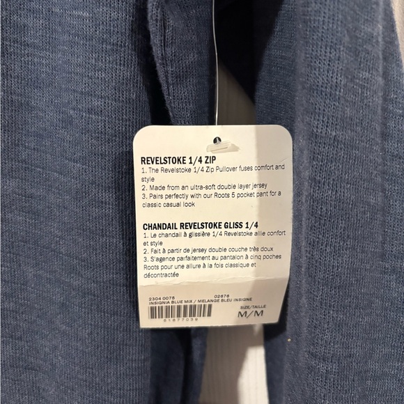 Men’s Roots Blue Quarter-Zip Pullover - Picture 2 of 3